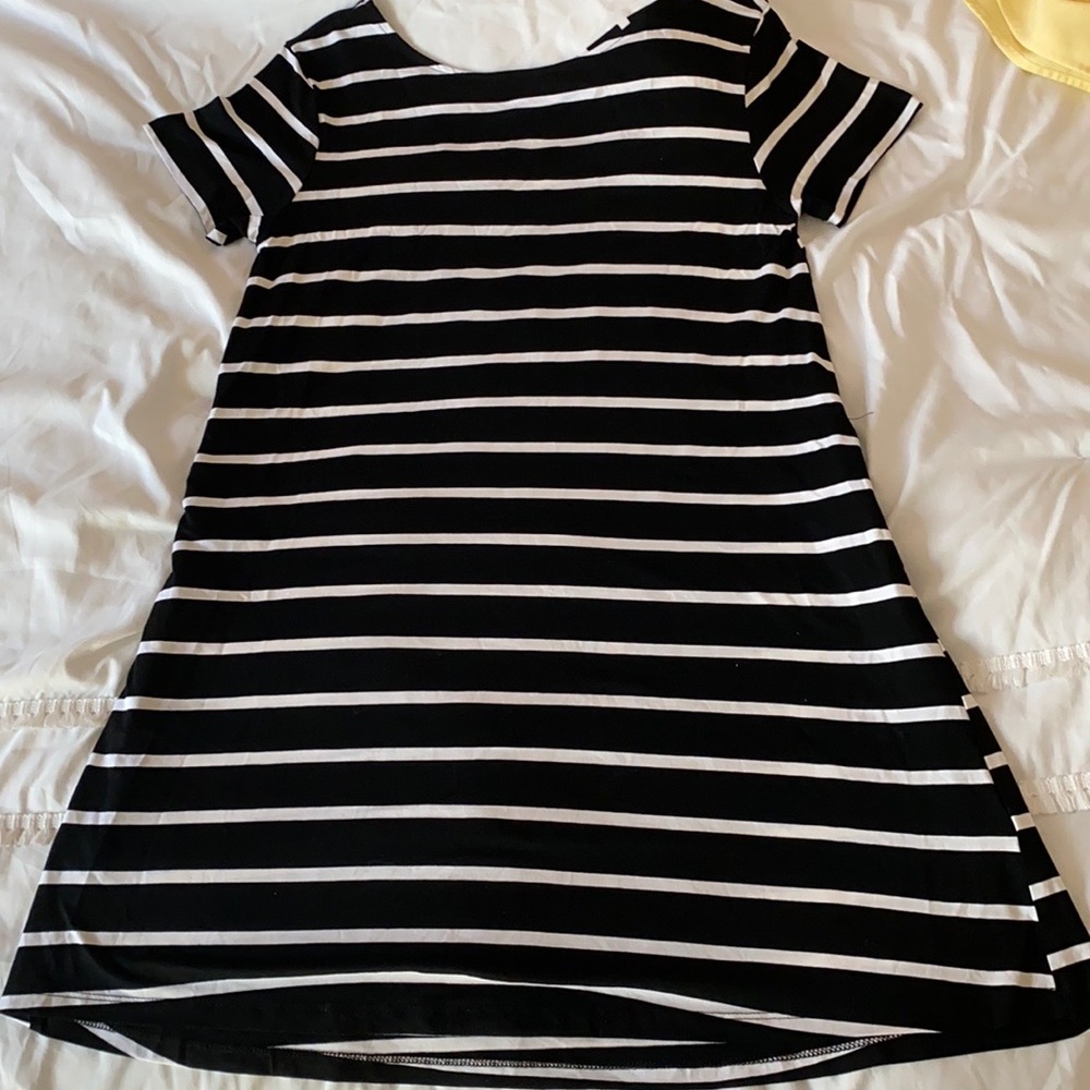 Black and white striped dress